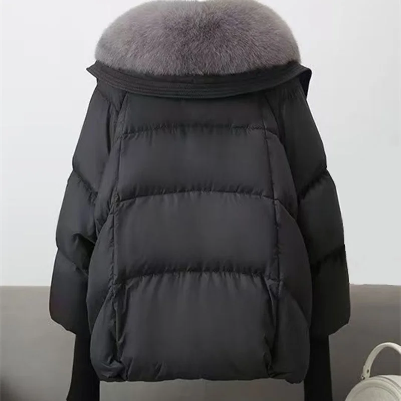 Women Winter Parka Coat 2025 Casual Korean Fashion Female Outerwear Thicken Big Fur Collar Puffer Coat Ladies Down Cotton Jacket