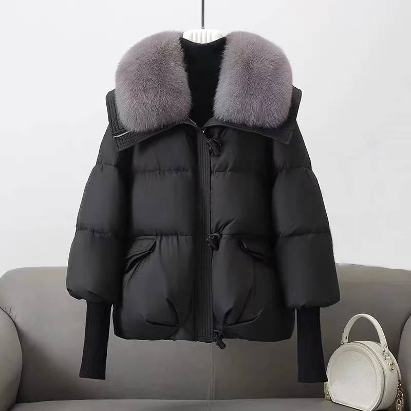 Women Winter Parka Coat 2025 Casual Korean Fashion Female Outerwear Thicken Big Fur Collar Puffer Coat Ladies Down Cotton Jacket