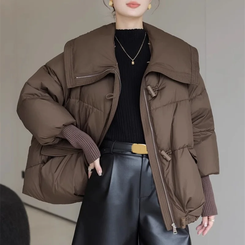 Women Winter Parka Coat 2025 Casual Korean Fashion Female Outerwear Thicken Big Fur Collar Puffer Coat Ladies Down Cotton Jacket