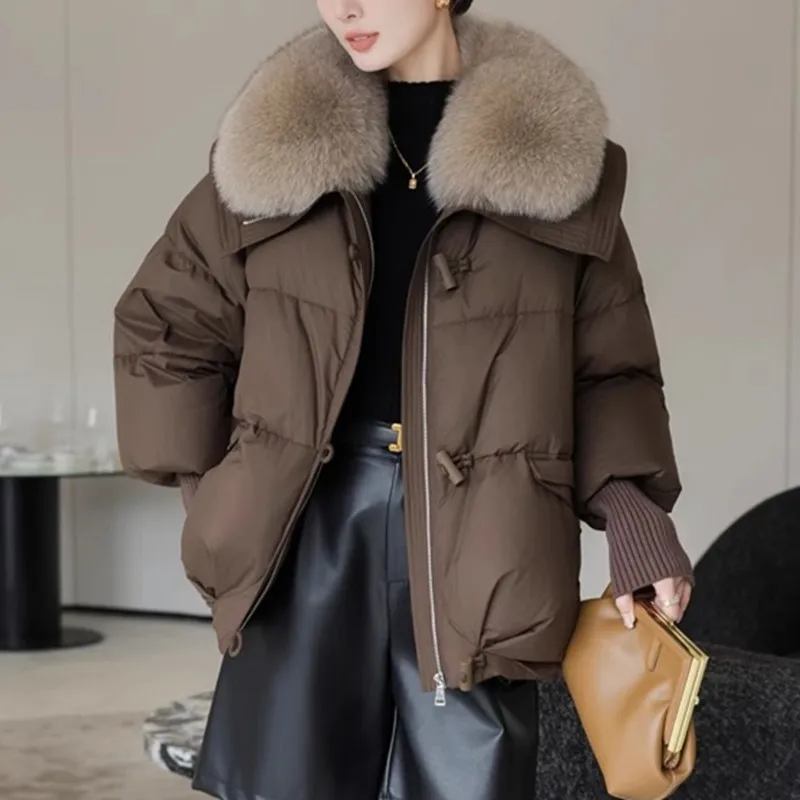 Women Winter Parka Coat 2025 Casual Korean Fashion Female Outerwear Thicken Big Fur Collar Puffer Coat Ladies Down Cotton Jacket