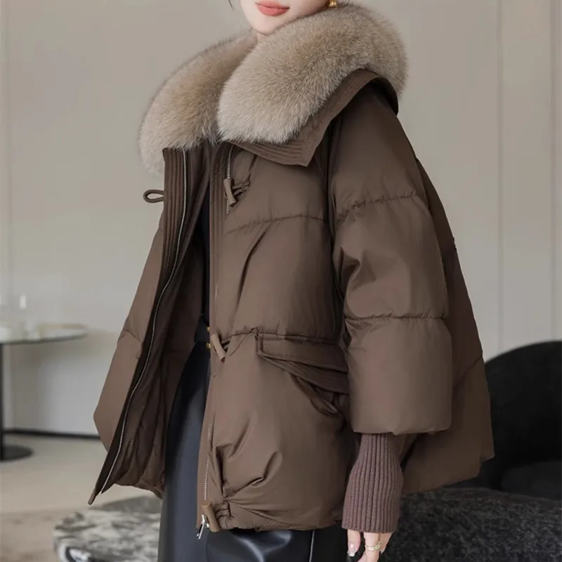 Women Winter Parka Coat 2025 Casual Korean Fashion Female Outerwear Thicken Big Fur Collar Puffer Coat Ladies Down Cotton Jacket