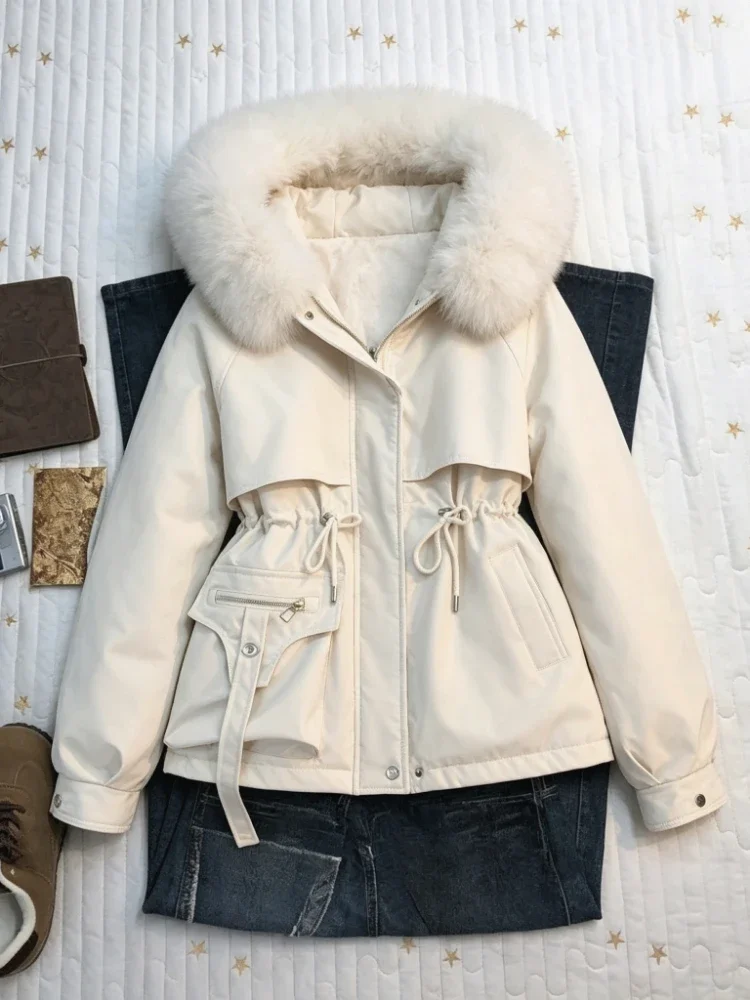 American Vintage Style Faux Fur Hooded Outerwear Women Autumn Winter Warm Long‑Sleeve Casual Fashion Coat Jacket