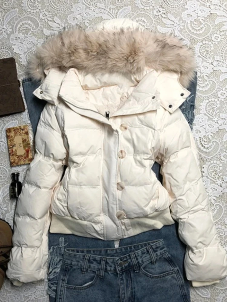 American Vintage Faux Fur Parkas Coats 2026 Y2k Retro Cotton‑padded Jacket Korean Fashion Warm Casual Outwear Tops Winter