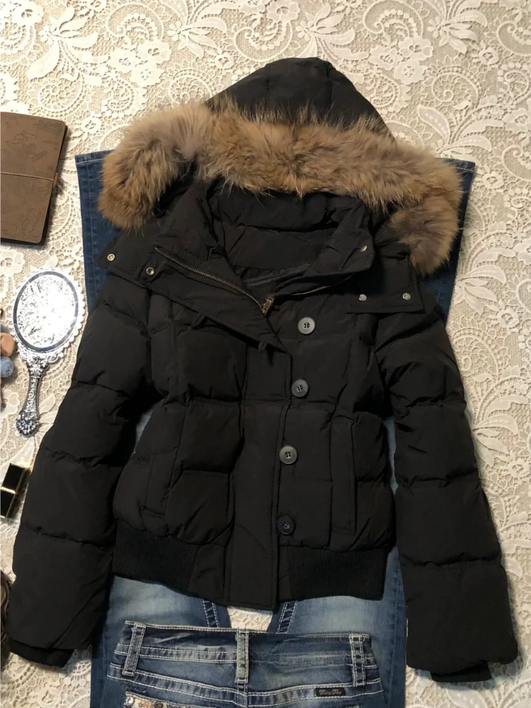 Women Winter Thick Warm Hooded Parka Outercoat Faux Fur Cotton‑padded Windproof Casual Outdoor Dating Street Daily Tops Fashion