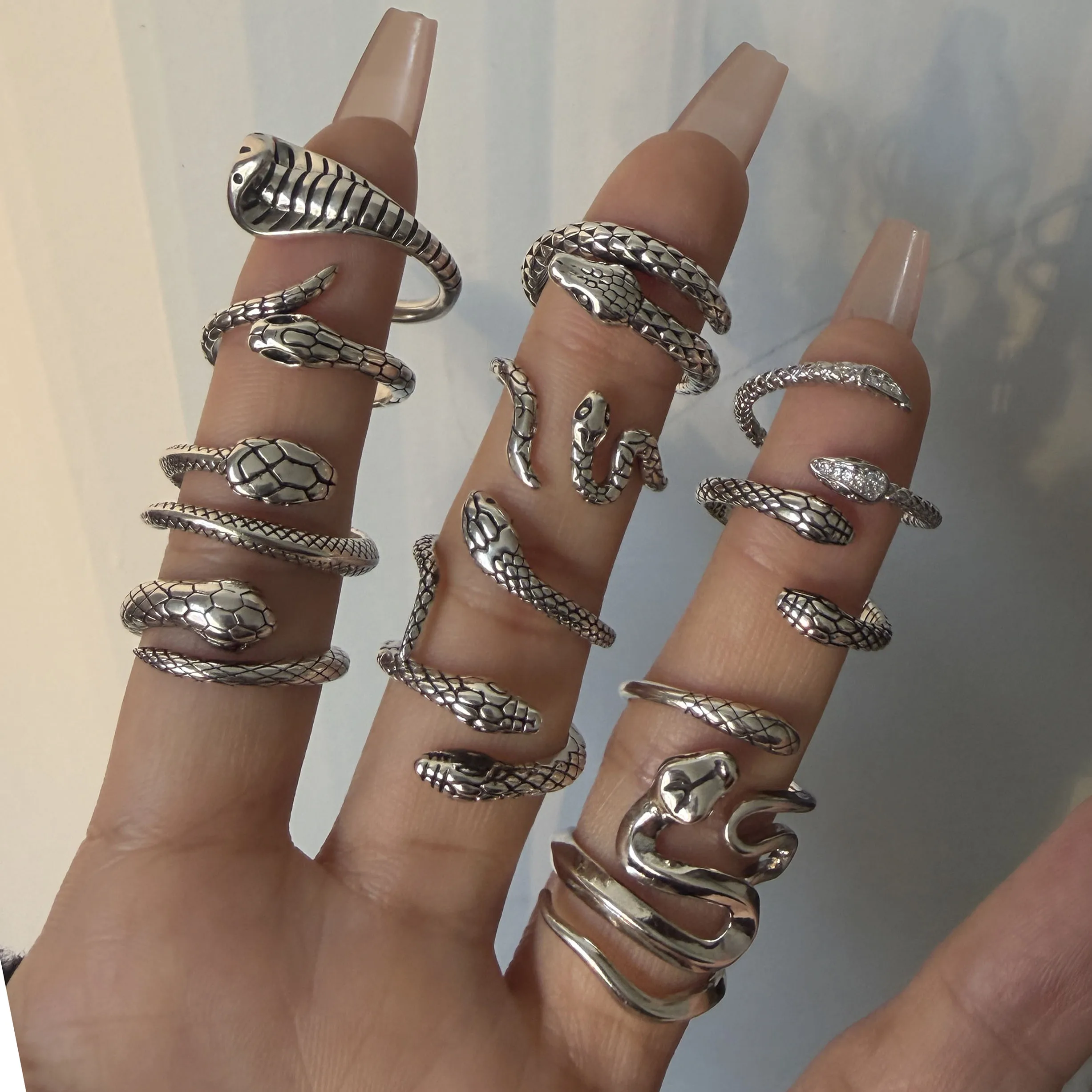 925 Sterling Silver Rings for Women Couple Minimalist Handmade Simple Vintage Snake Ring Fine Jewelry Gift Prevent Allergy