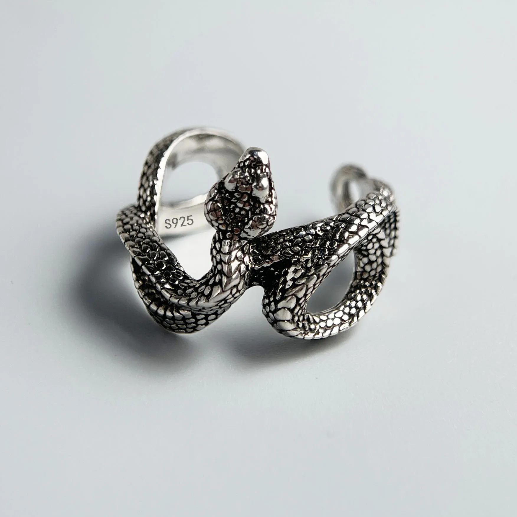 925 Sterling Silver Rings for Women Couple Minimalist Handmade Simple Vintage Snake Ring Fine Jewelry Gift Prevent Allergy