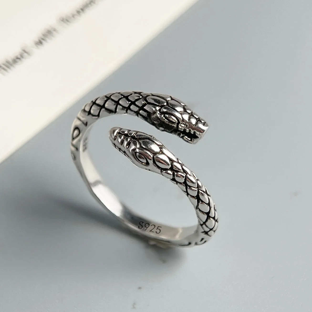 925 Sterling Silver Rings for Women Couple Minimalist Handmade Simple Vintage Snake Ring Fine Jewelry Gift Prevent Allergy
