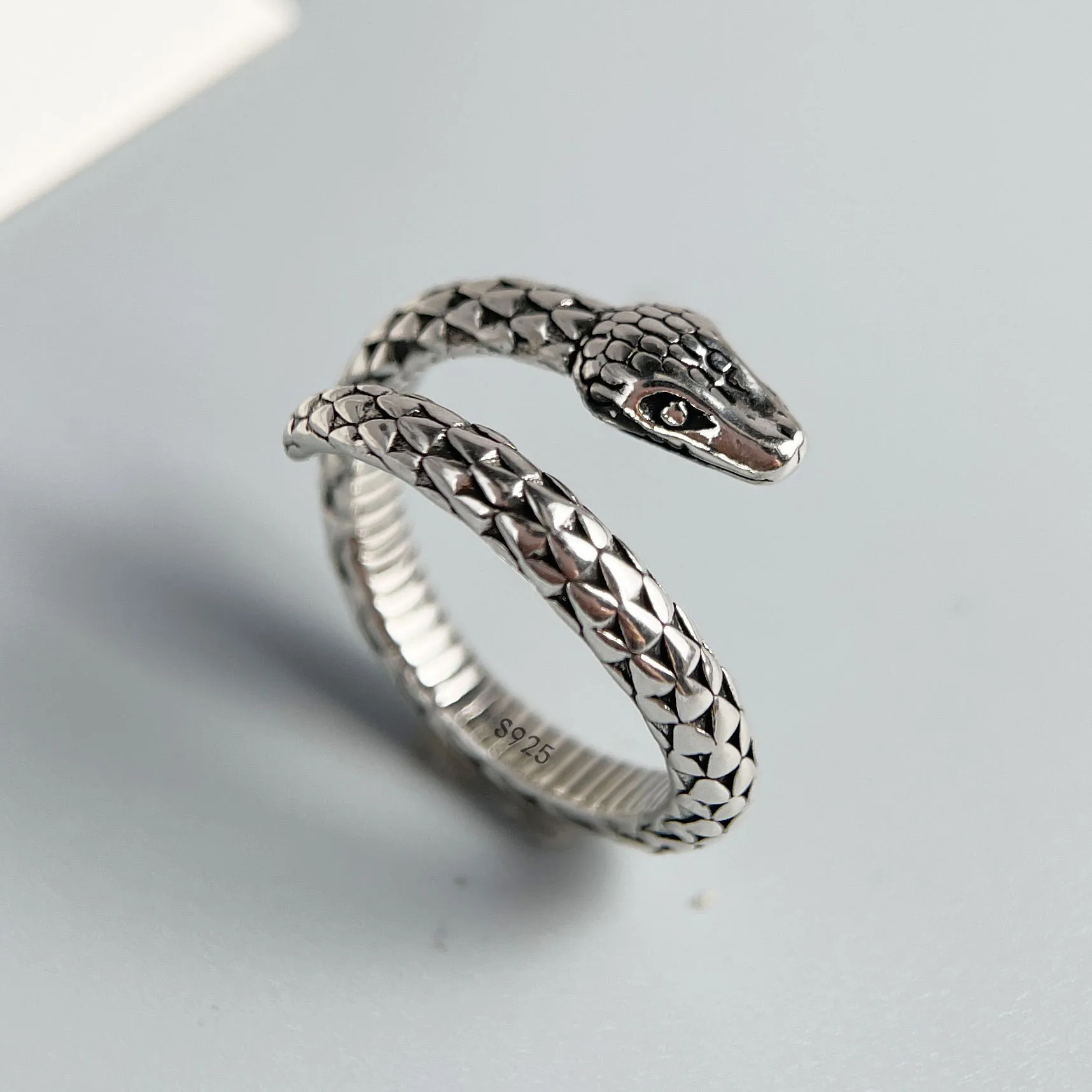 925 Sterling Silver Rings for Women Couple Minimalist Handmade Simple Vintage Snake Ring Fine Jewelry Gift Prevent Allergy
