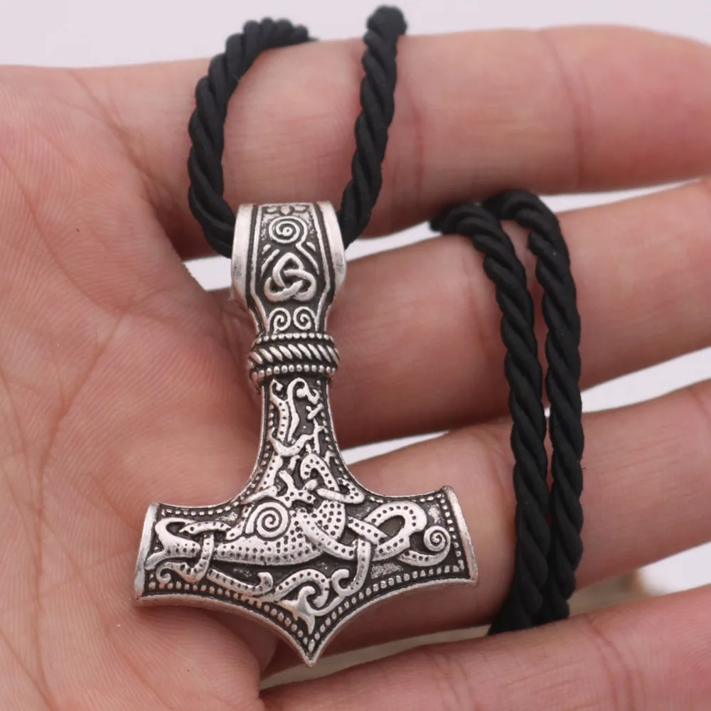 Norse Viking Amulet Scandinavian Mjolnir Pendant Hammer Of Thor Necklace Colar Choker Necklace Women Viking Rune Amulet