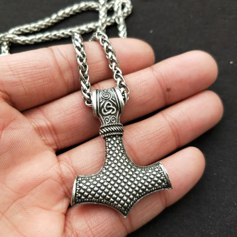 Norse Viking Amulet Scandinavian Mjolnir Pendant Hammer Of Thor Necklace Colar Choker Necklace Women Viking Rune Amulet