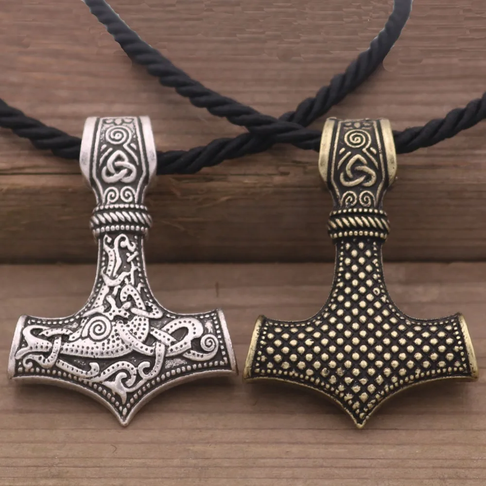 Norse Viking Amulet Scandinavian Mjolnir Pendant Hammer Of Thor Necklace Colar Choker Necklace Women Viking Rune Amulet