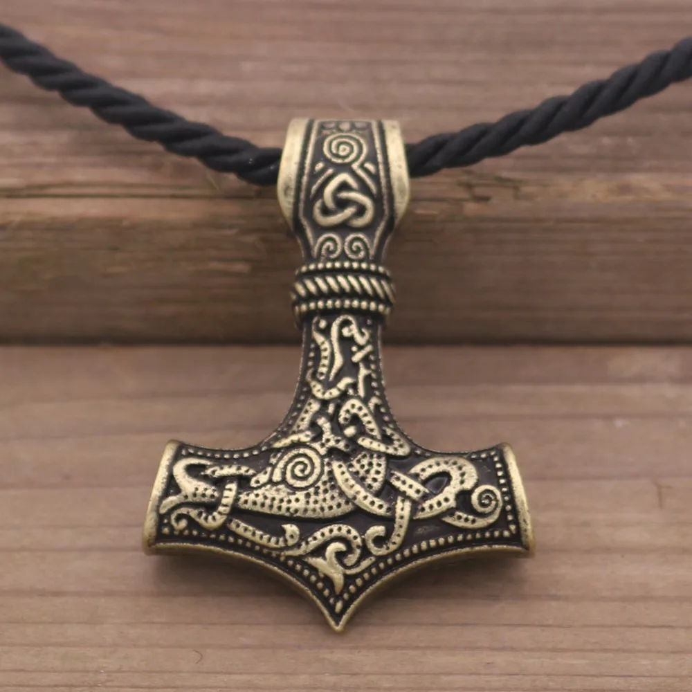 Norse Viking Amulet Scandinavian Mjolnir Pendant Hammer Of Thor Necklace Colar Choker Necklace Women Viking Rune Amulet