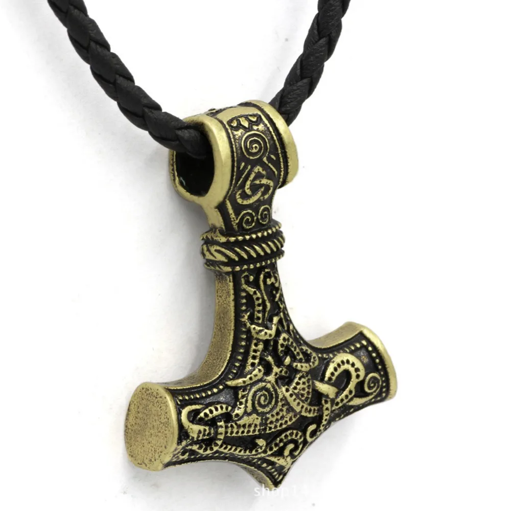 Norse Viking Amulet Scandinavian Mjolnir Pendant Hammer Of Thor Necklace Colar Choker Necklace Women Viking Rune Amulet