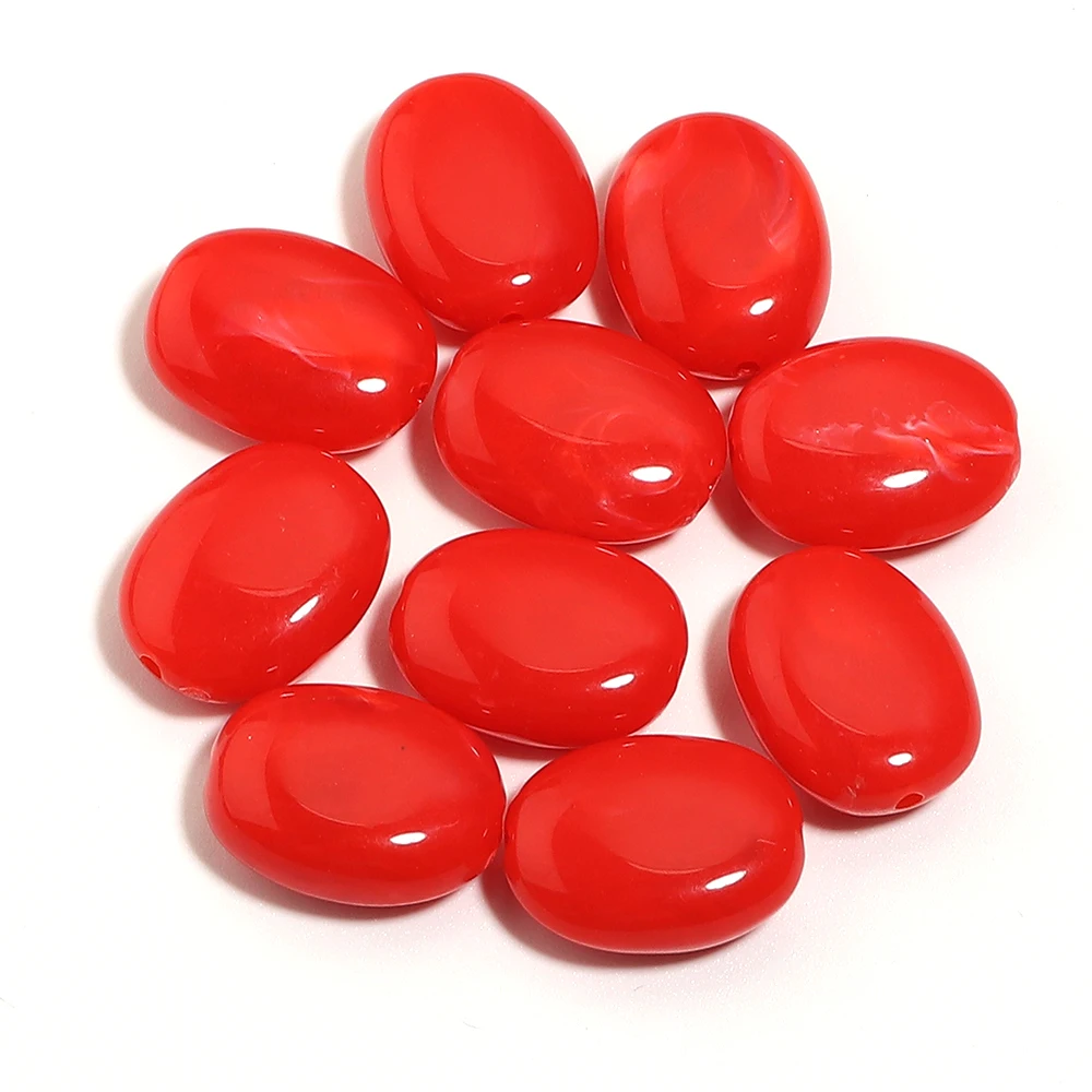 20pcs/lot Imitation Jade Stone Acrylic Beads Dual Color Flat Oval Loose Spacer Beads For DIY Bracelet Phone Chains Accessories