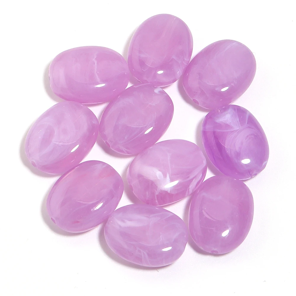 20pcs/lot Imitation Jade Stone Acrylic Beads Dual Color Flat Oval Loose Spacer Beads For DIY Bracelet Phone Chains Accessories