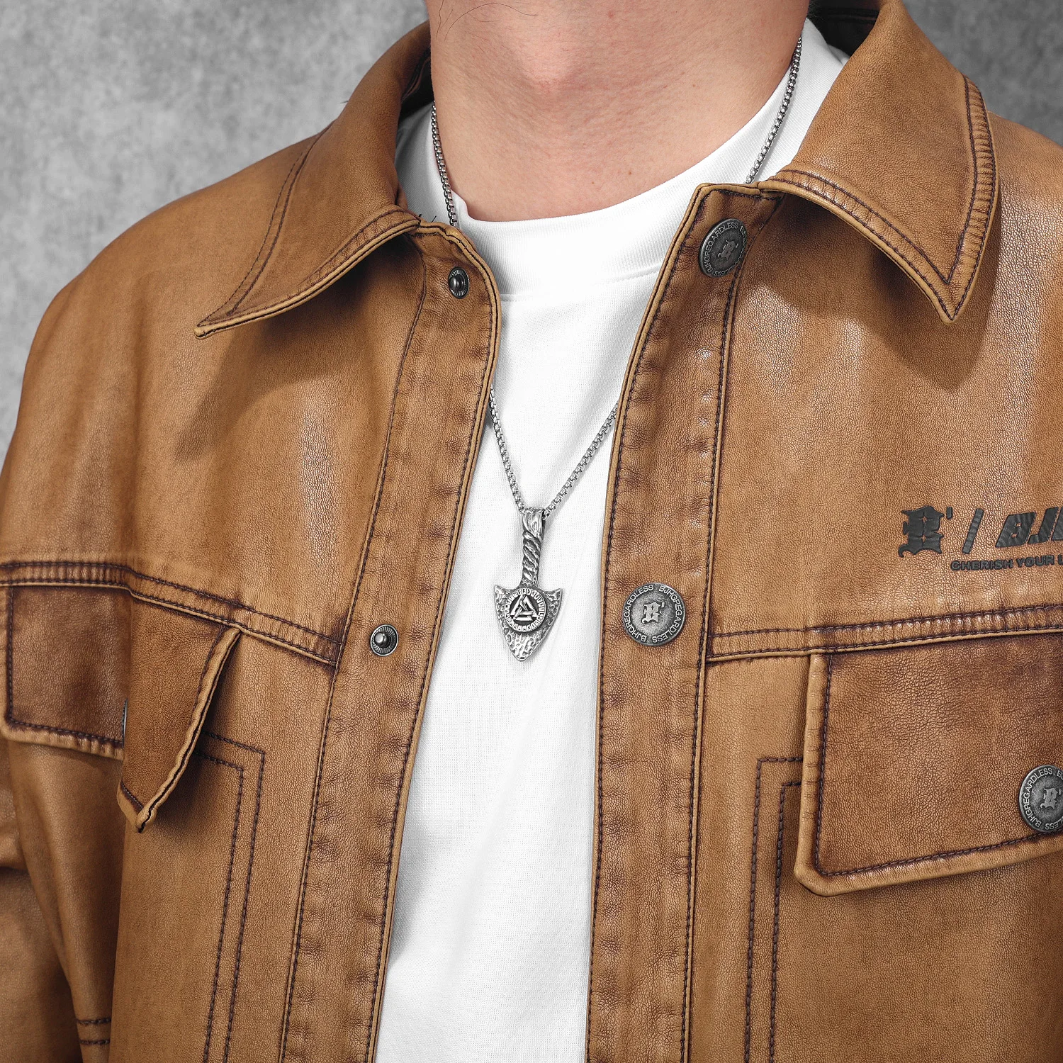 Viking Rune Spearhead Odin Men Necklaces Stainless Steel Pendant Chain Women Punk Fashion Jewelry Accessories Gifts Wholesale