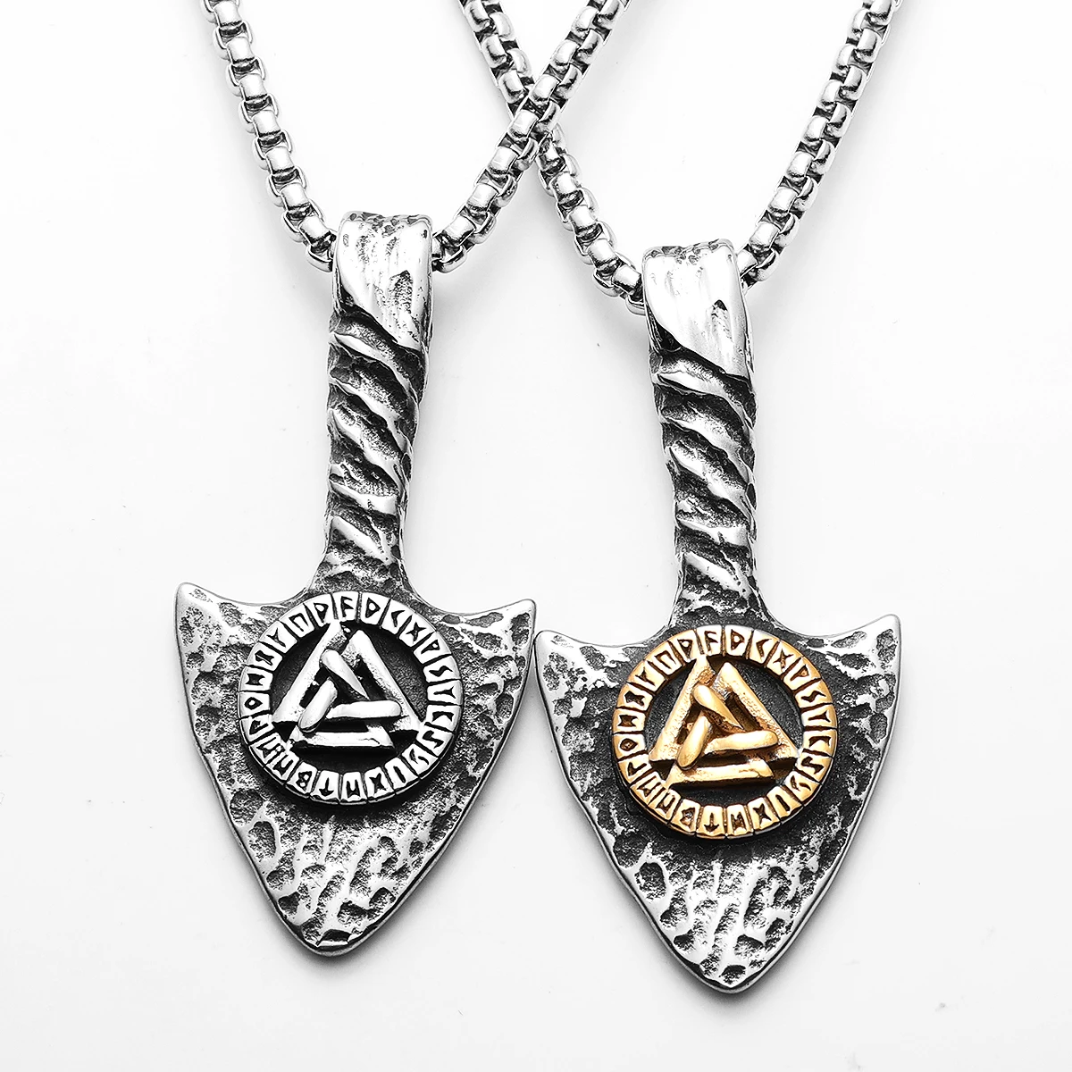 Viking Rune Spearhead Odin Men Necklaces Stainless Steel Pendant Chain Women Punk Fashion Jewelry Accessories Gifts Wholesale