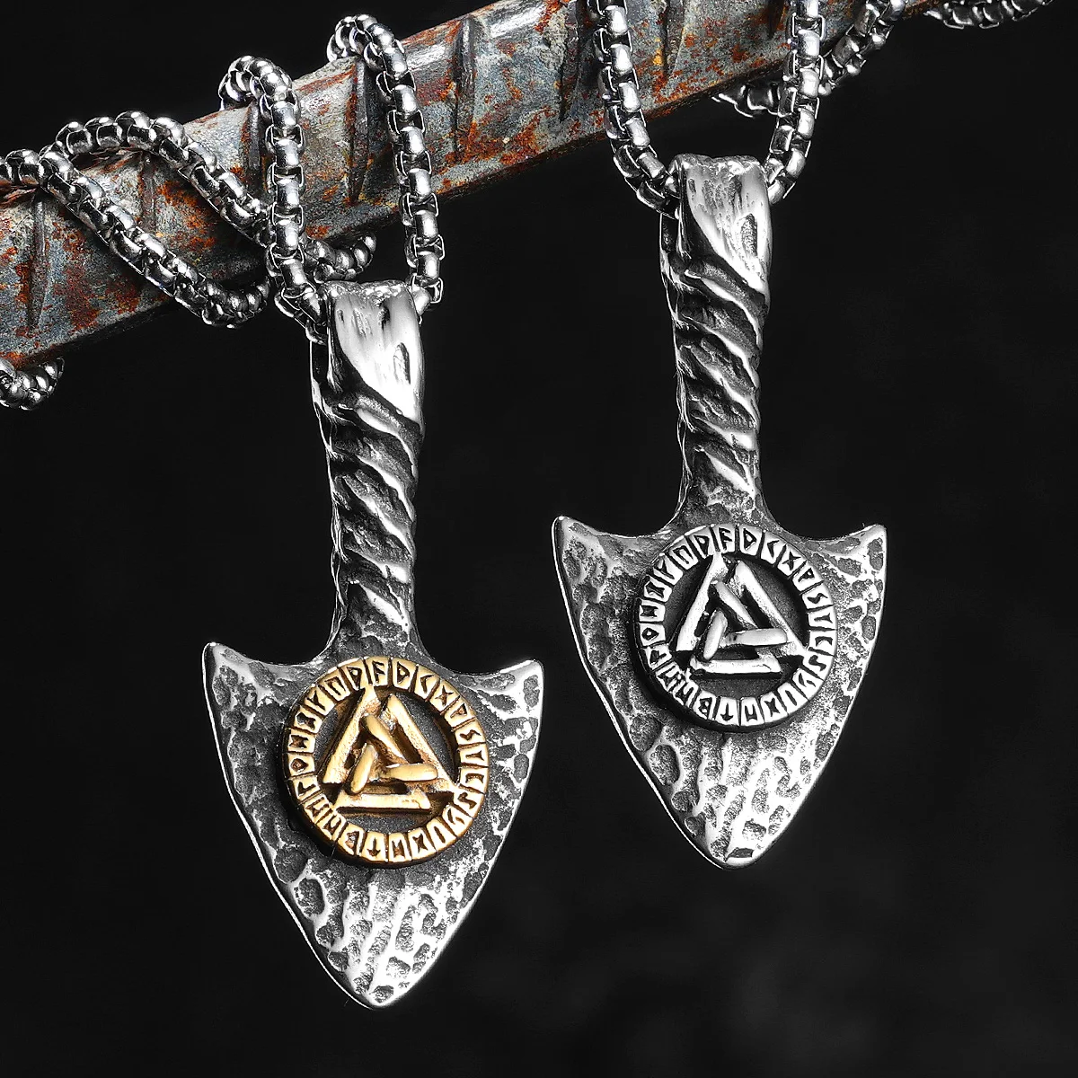 Viking Rune Spearhead Odin Men Necklaces Stainless Steel Pendant Chain Women Punk Fashion Jewelry Accessories Gifts Wholesale