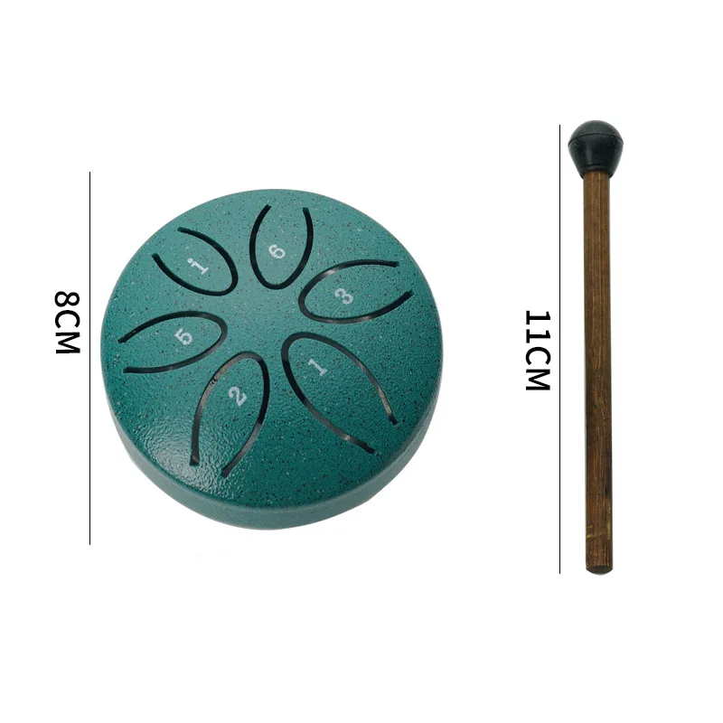3 Inches 6 Tones Steel Tongue Drum Outdoors Rain Drum Instrument Mini Hand Drum Ethereal Drum Sticks Percussion Drum Accessories