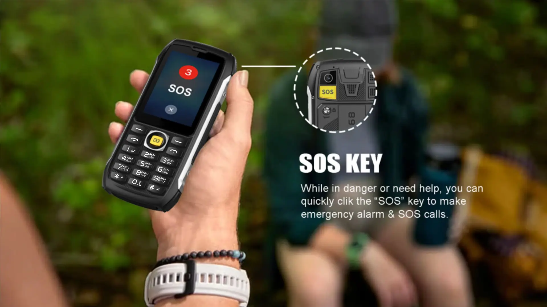 EAOR 4G LTE Waterproof Rugged Big Battery Powerbank Feature Keypad 2.8 IPS Display Volume Side Key Glare Flashlight Mobile Phone