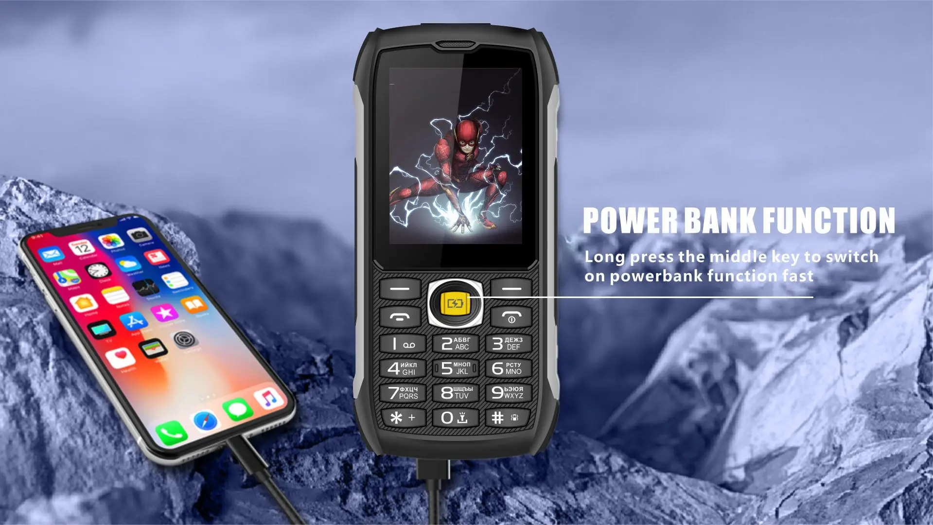 EAOR 4G LTE Waterproof Rugged Big Battery Powerbank Feature Keypad 2.8 IPS Display Volume Side Key Glare Flashlight Mobile Phone