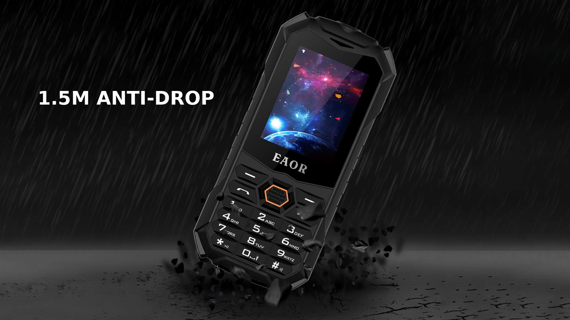 EAOR 2G Slim Rugged Phone IP68 Waterproof Outdoor Keypad Phones 2000mAh Big Battery Dual SIM Feature Phone with Glare Torch