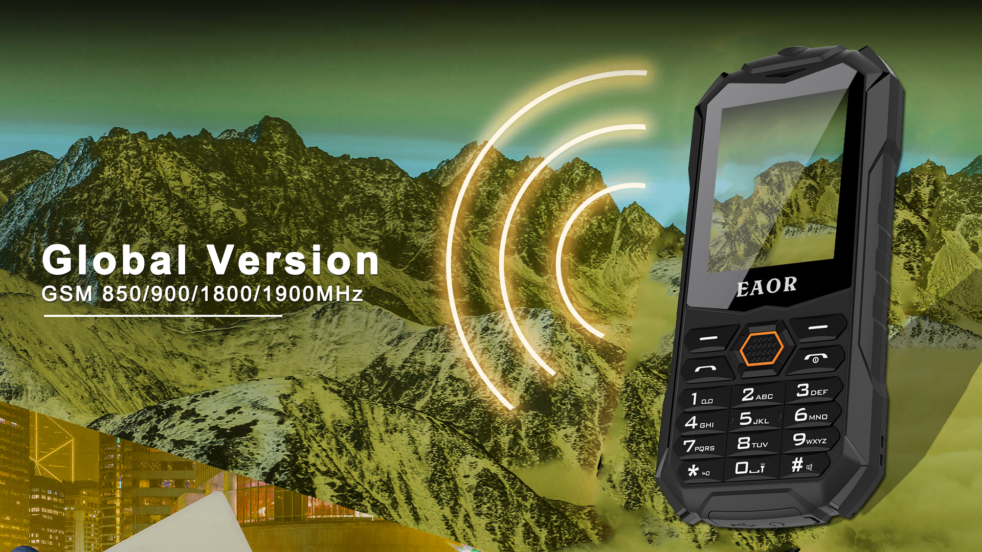 EAOR 2G Slim Rugged Phone IP68 Waterproof Outdoor Keypad Phones 2000mAh Big Battery Dual SIM Feature Phone with Glare Torch