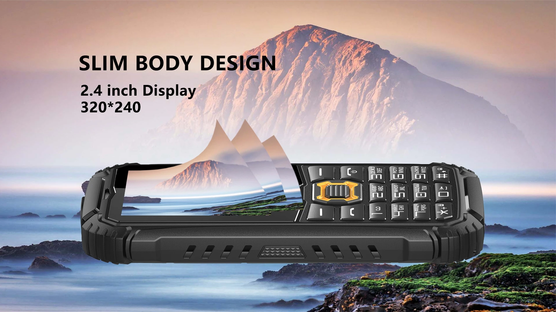 EAOR 2G GSM SOS Feature IP68 Rugged Phone Waterproof Dustproof Keypad Phone Dual SIM 2000mAh Big Battery Push-button Phone Torch
