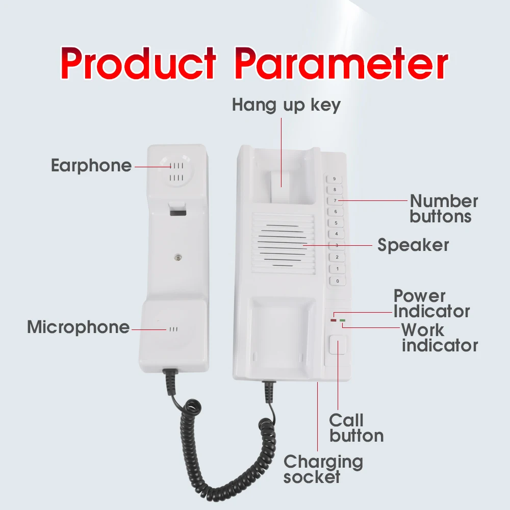 1KM Wireless Intercom System Two Way Telephone Intercom 433MHz Expandable Handsets Interphone for Home Office Warehouse Hotel