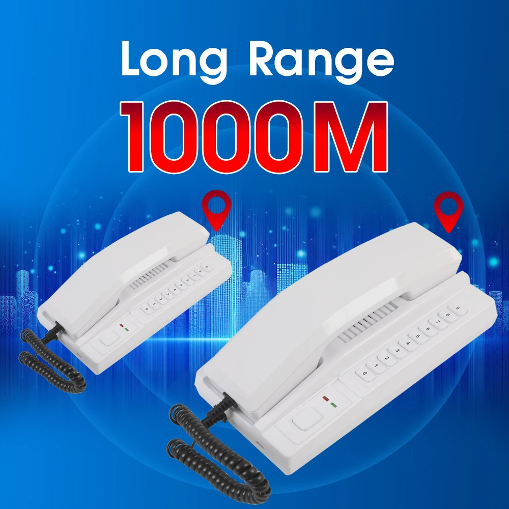 1KM Wireless Intercom System Two Way Telephone Intercom 433MHz Expandable Handsets Interphone for Home Office Warehouse Hotel