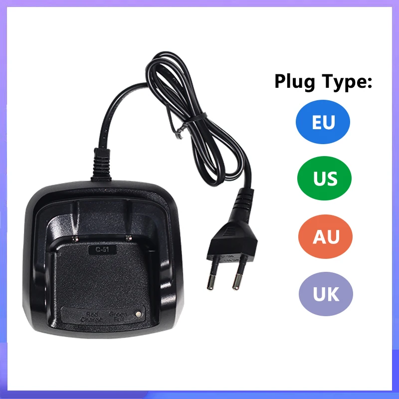 UV-K5 Battery Charger Quansheng UV-K6 Desktop Charger C-51 Power Adapter AC 110-240V Input BPK5 Charging Dock Plug Replacements