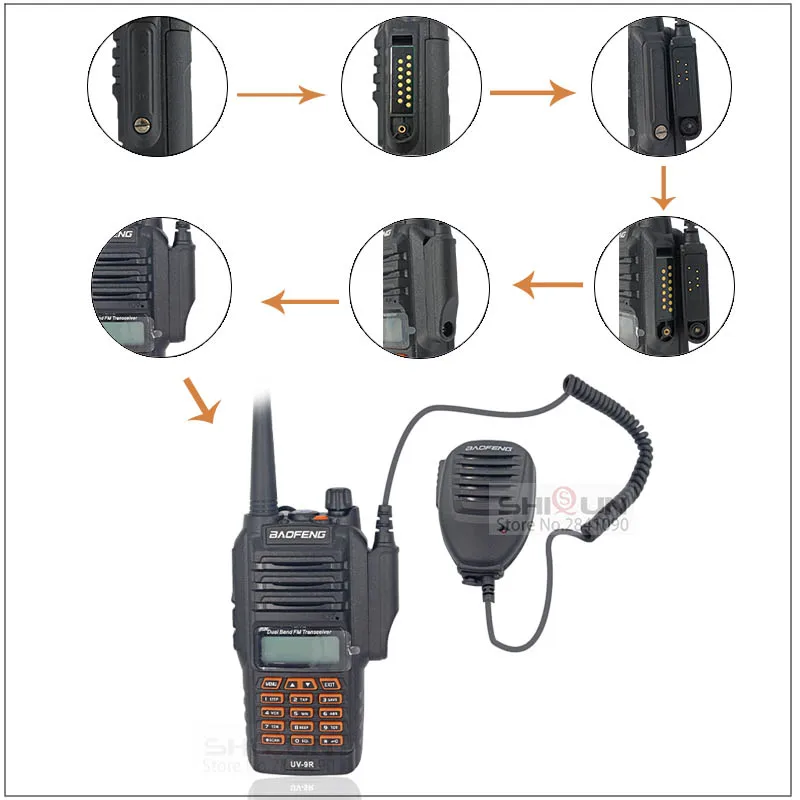 UV-9R Pro Speaker Microphone Waterproof Shoulder Mic for Baofeng UV-9R Plus MK1 UV-S22 Pro Two Way Radio GMRS-9R UV-9G GT-3WP BF