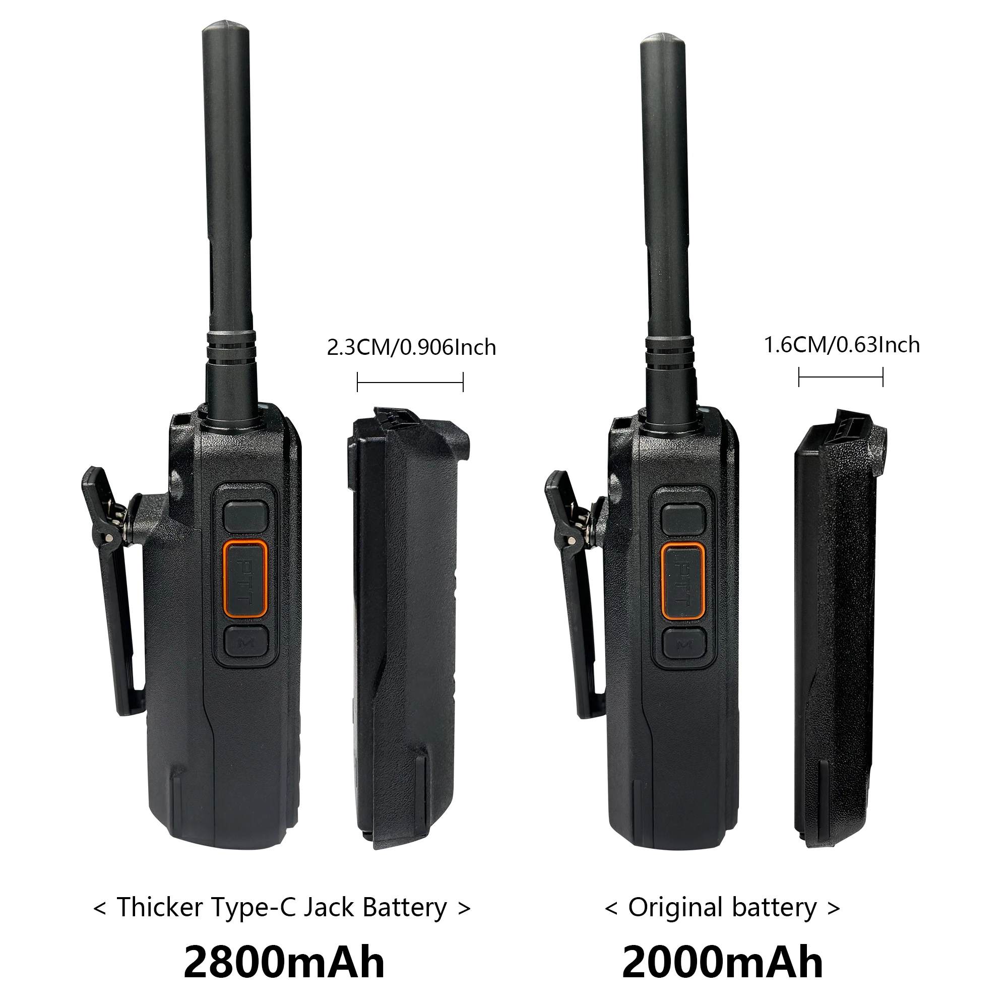 TYT MD-UV380 Li-ion Battery MD-446 Thickened Battery Original 2800mAh Type-C Charging Compatible with MD-380 DP-290 RT3S Radios