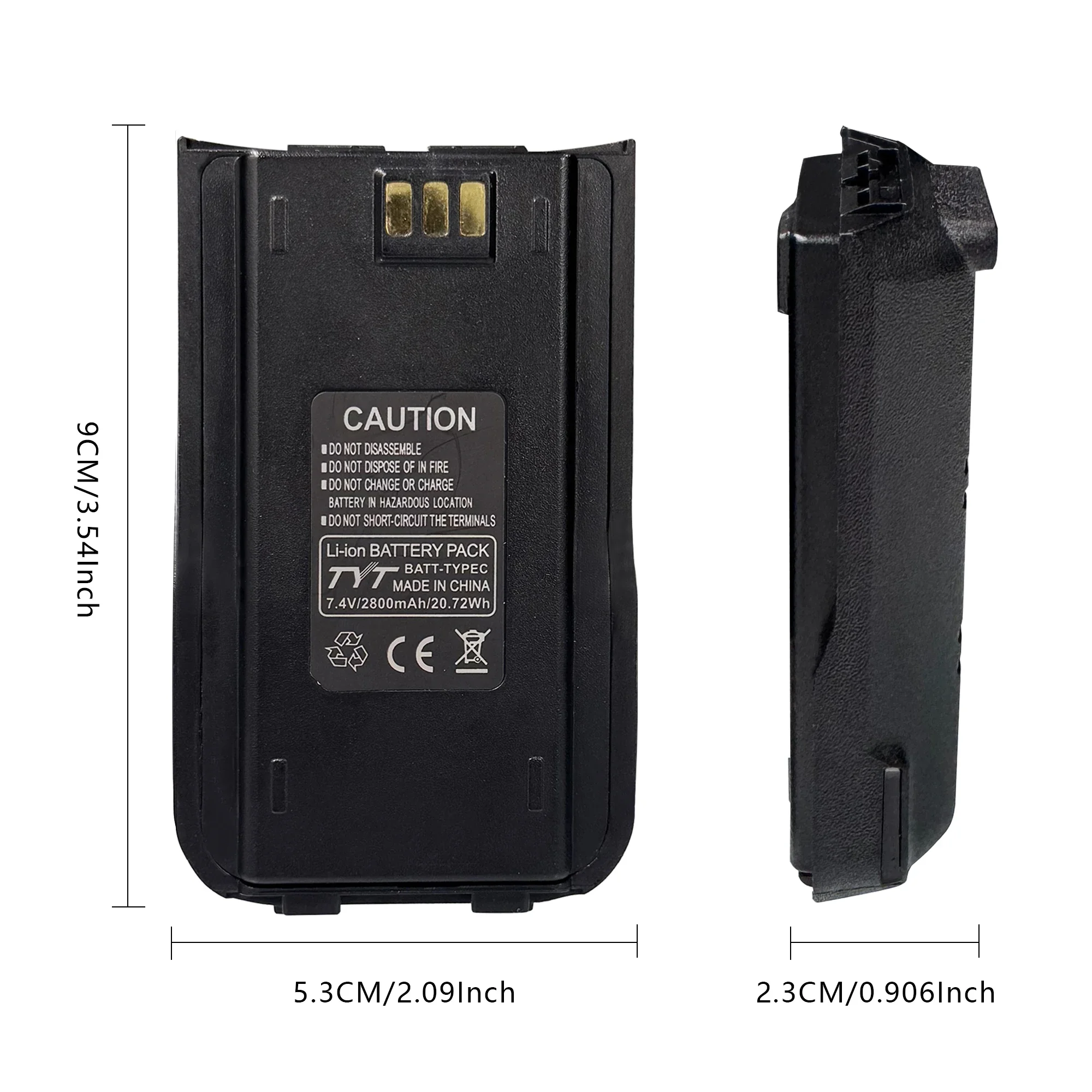 TYT MD-UV380 Li-ion Battery MD-446 Thickened Battery Original 2800mAh Type-C Charging Compatible with MD-380 DP-290 RT3S Radios