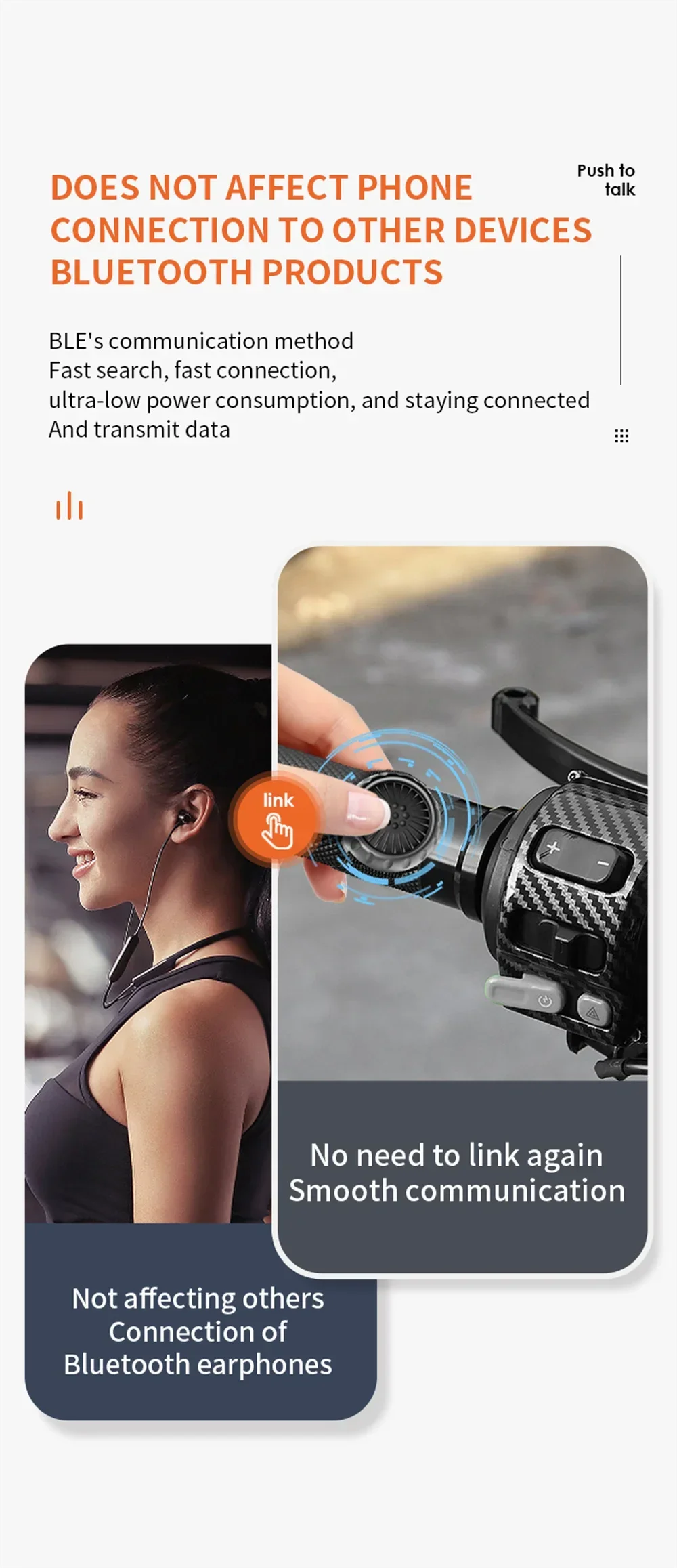 Wireless Bluetooth PTT Walkie Talkie Control Button for ZELLO Microphone Speaker for iOS Android Phone Car Motorcycle Voice CaLL