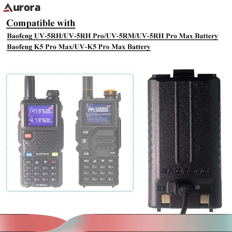 Baofeng UV-5RH Pro Walkie Talkie Battery Type-C Charging Original BL-5RH Rechargable Battery DC7.4V UV-5RM UV-K5 Plus K5 Pro Max