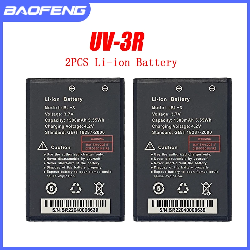 Baofeng UV3R Battery Walkie Talkie 1500mAh BL-3 Bateria Baofeng Rechargable Batteries for BF-R5 BF-C50 BF-T6 Two Way Radio UV3R