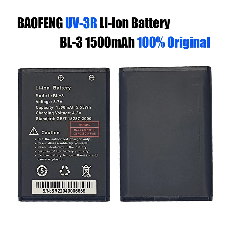 Baofeng UV3R Battery Walkie Talkie 1500mAh BL-3 Bateria Baofeng Rechargable Batteries for BF-R5 BF-C50 BF-T6 Two Way Radio UV3R