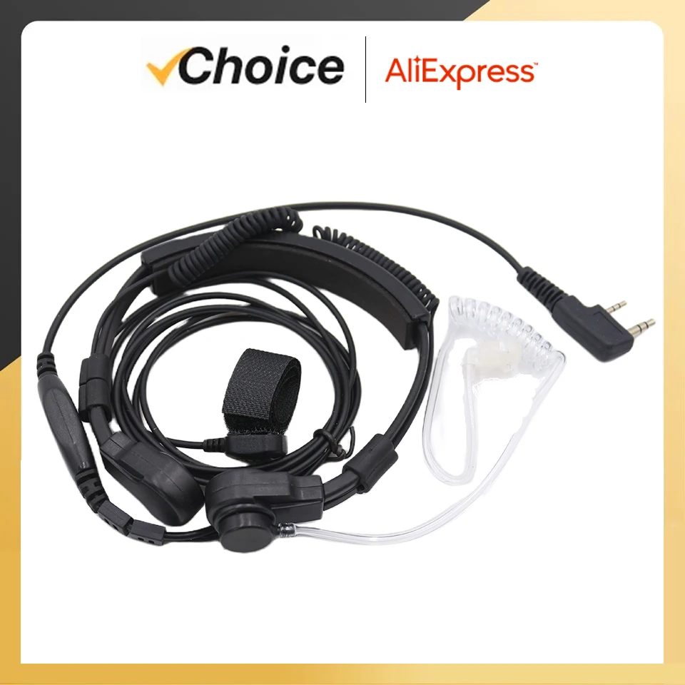 Throat Mic Earpiece Walkie Talkie Headset PTT Microphone For Kenwood Radio Baofeng UV-5R UV-13Pro UV-17 Quansheng UV-K5(8) UV-K6