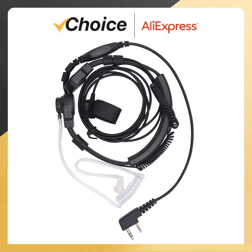 Throat Mic Earpiece Walkie Talkie Headset PTT Microphone For Kenwood Radio Baofeng UV-5R UV-13Pro UV-17 Quansheng UV-K5(8) UV-K6