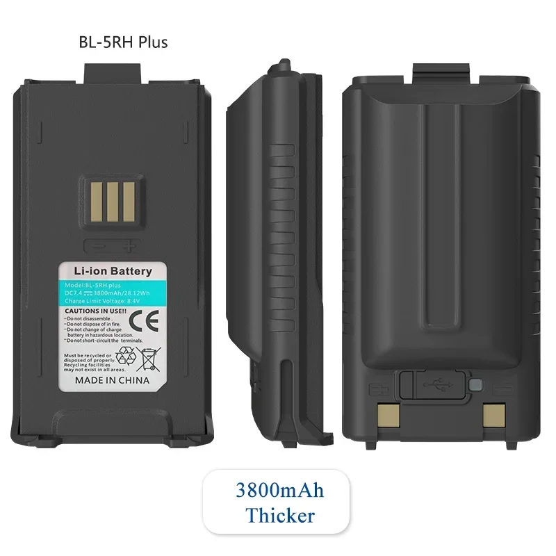 Baofeng UV-5RM Battery 2500/3800mAh Original High Power Type-C Charging BF-K5 Plus UV-5RH Pro Walklie Talkie Rechargable Battery