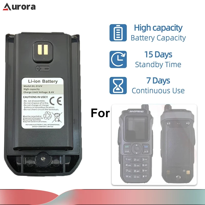 Baofeng UV-21 Pro V2 Li-ion Battery Original High Capacity DC 8.4V Typc-C Charging UV21 Pro Two Way Radio Batteries Replacements