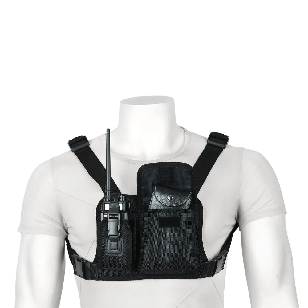 Nylon Two Way Radio Pouch Chest Front Pack Pocket Walkie Talkie Harness Vest Bag Holder Carry Case for Baofeng UV-5R UV-82 Radio