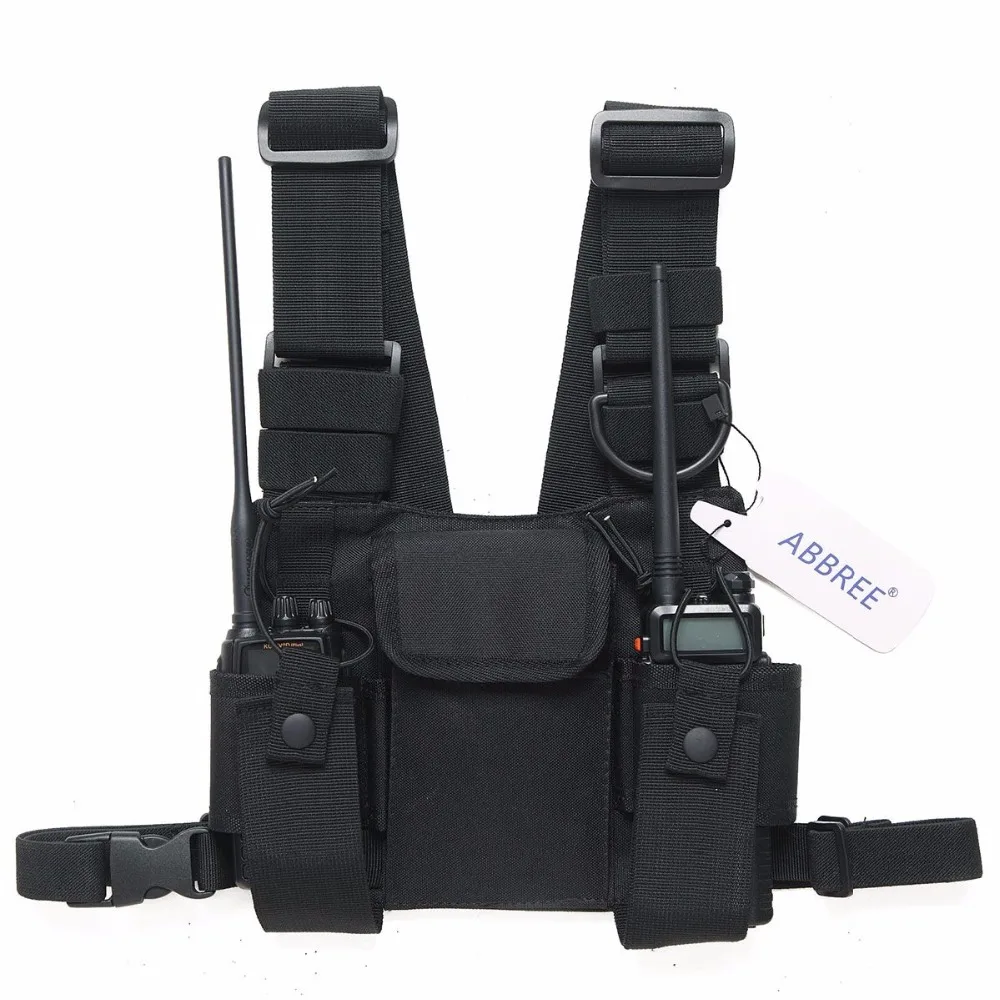 Nylon Two Way Radio Pouch Chest Front Pack Pocket Walkie Talkie Harness Vest Bag Holder Carry Case for Baofeng UV-5R UV-82 Radio