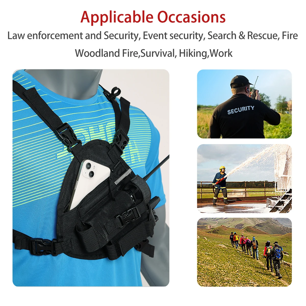 Nylon Two Way Radio Pouch Chest Front Pack Pocket Walkie Talkie Harness Vest Bag Holder Carry Case for Baofeng UV-5R UV-82 Radio