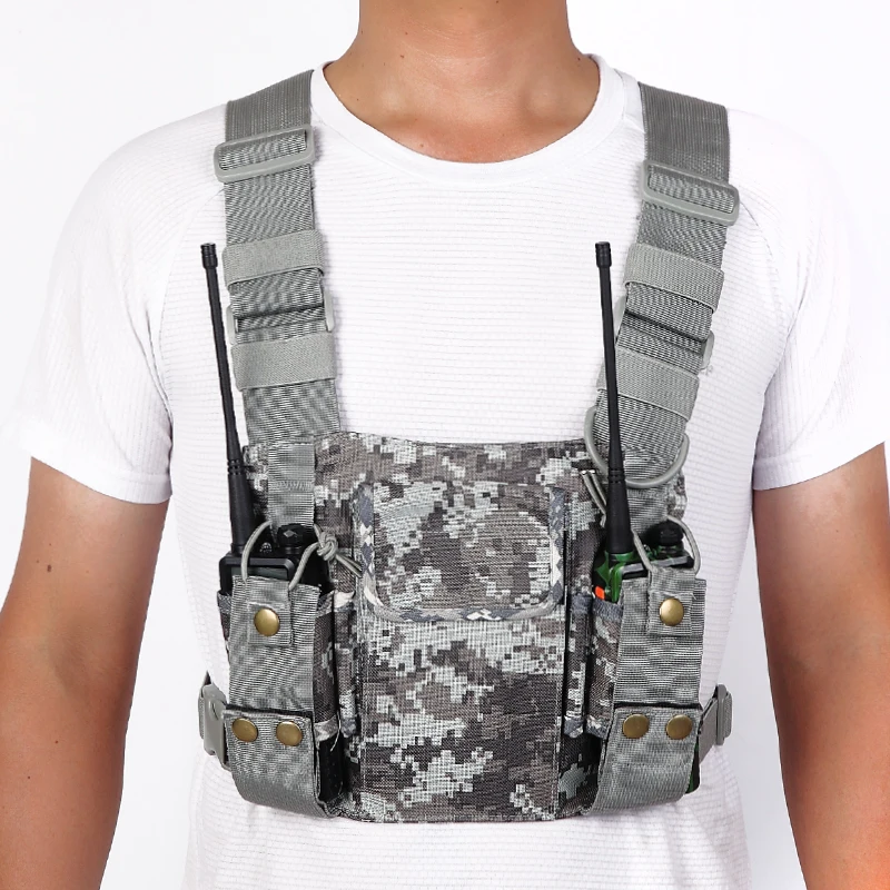 Nylon Two Way Radio Pouch Chest Front Pack Pocket Walkie Talkie Harness Vest Bag Holder Carry Case for Baofeng UV-5R UV-82 Radio