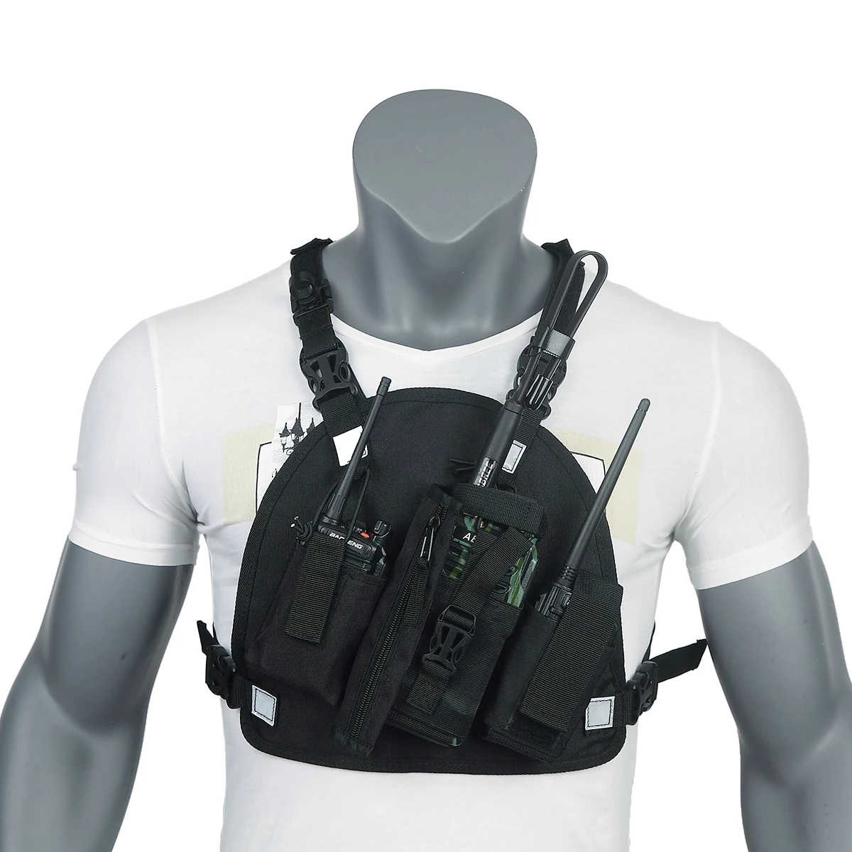 Nylon Two Way Radio Pouch Chest Front Pack Pocket Walkie Talkie Harness Vest Bag Holder Carry Case for Baofeng UV-5R UV-82 Radio