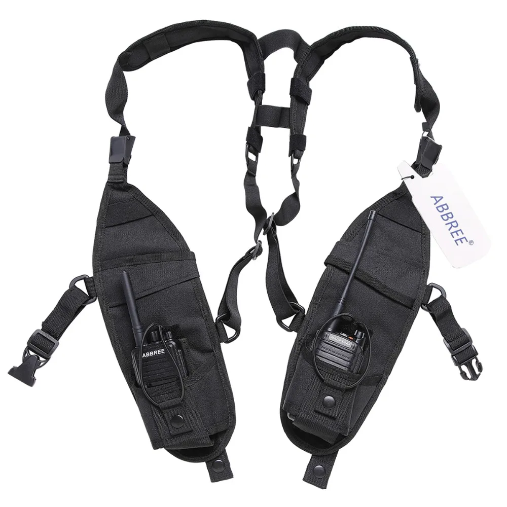 Nylon Two Way Radio Pouch Chest Front Pack Pocket Walkie Talkie Harness Vest Bag Holder Carry Case for Baofeng UV-5R UV-82 Radio