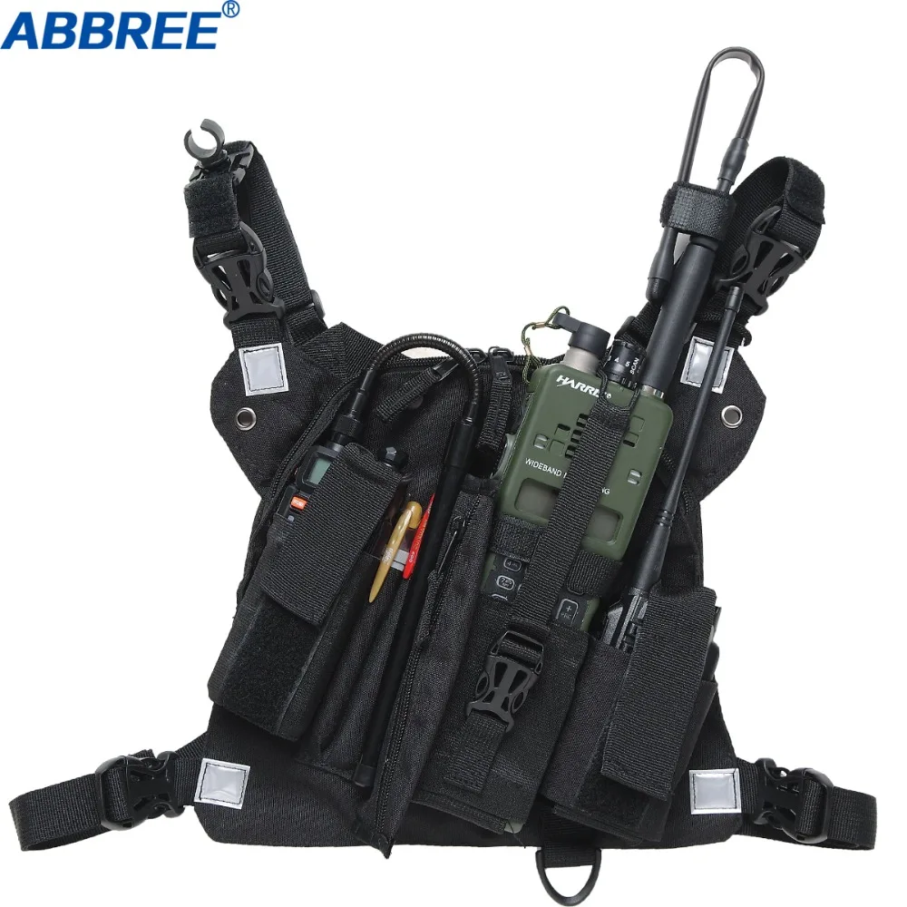 Nylon Two Way Radio Pouch Chest Front Pack Pocket Walkie Talkie Harness Vest Bag Holder Carry Case for Baofeng UV-5R UV-82 Radio