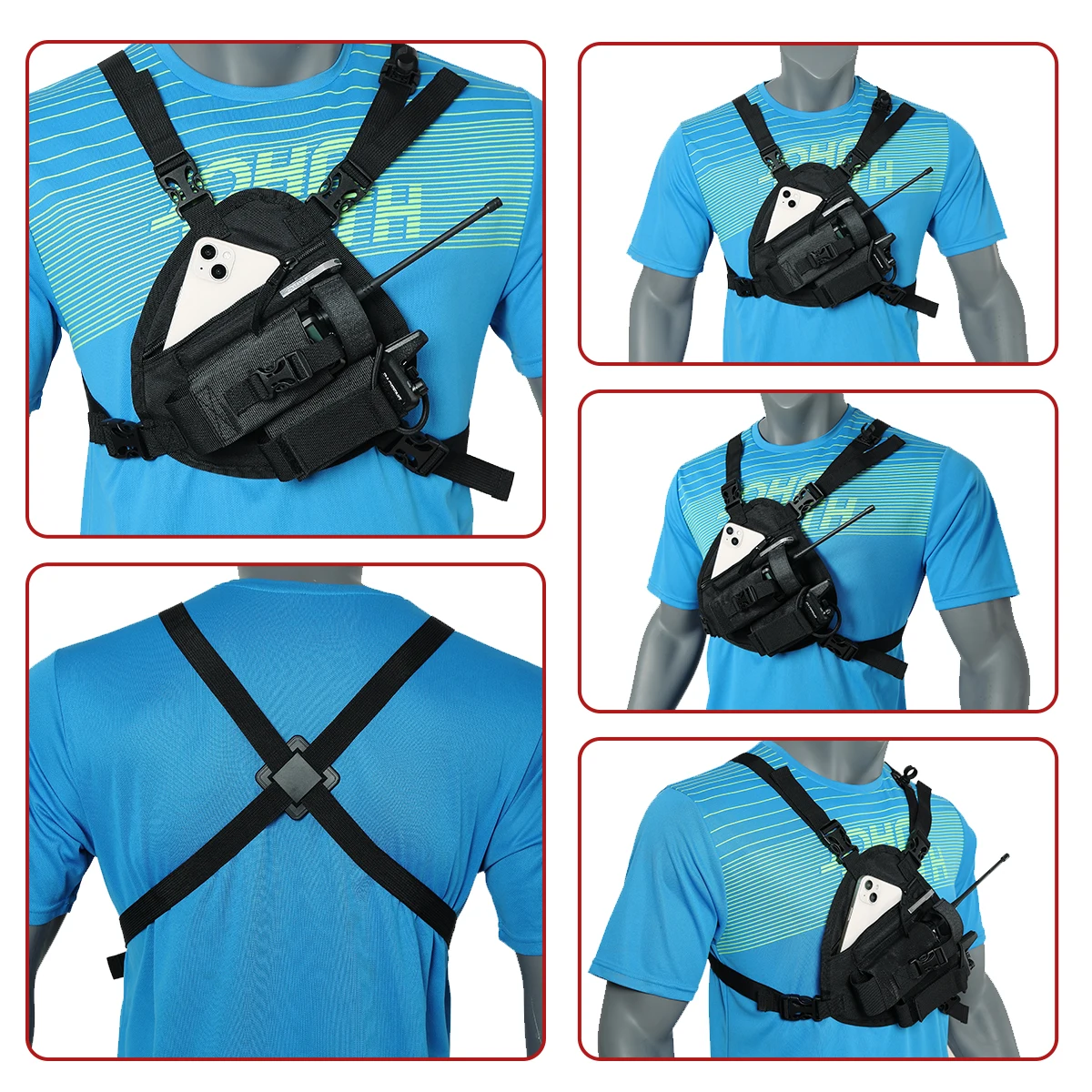 Nylon Two Way Radio Pouch Chest Front Pack Pocket Walkie Talkie Harness Vest Bag Holder Carry Case for Baofeng UV-5R UV-82 Radio